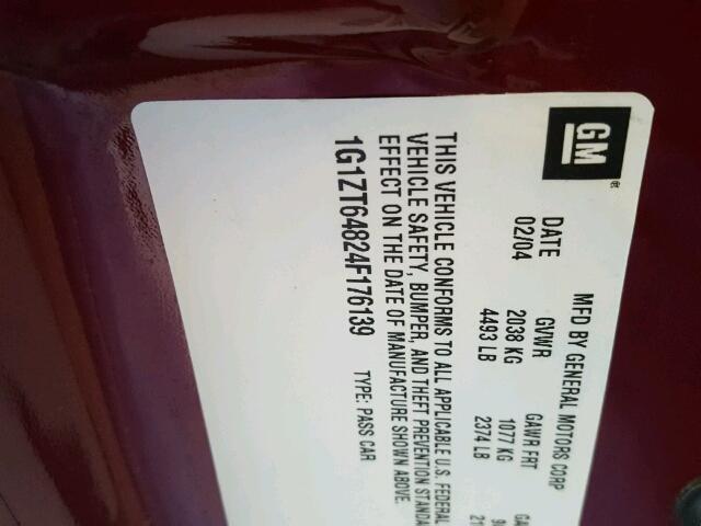 1G1ZT64824F176139 - 2004 CHEVROLET MALIBU MAX 栗色 照片 10