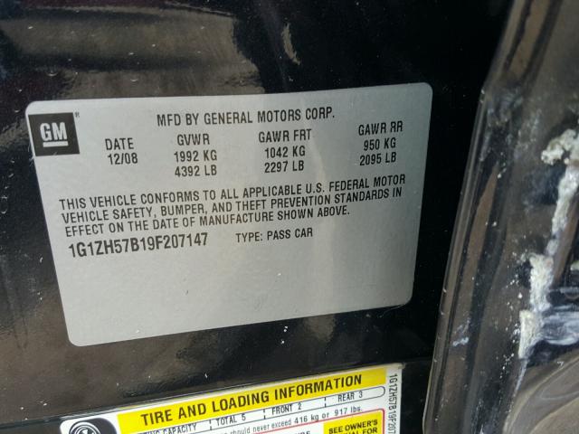 1G1ZH57B19F207147 - 2009 CHEVROLET MALIBU 1LT 石墨色 照片 10