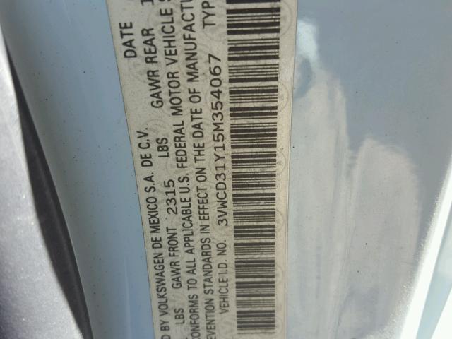 3VWCD31Y15M354067 - 2005 VOLKSWAGEN NEW BEETLE 蓝色 照片 10