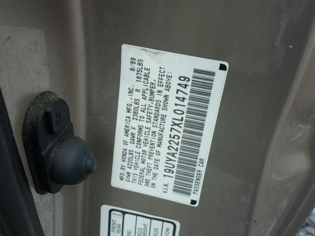 19UYA2257XL014749 - 1999 ACURA 3.0CL Ոսկեգույն լուսանկար 10