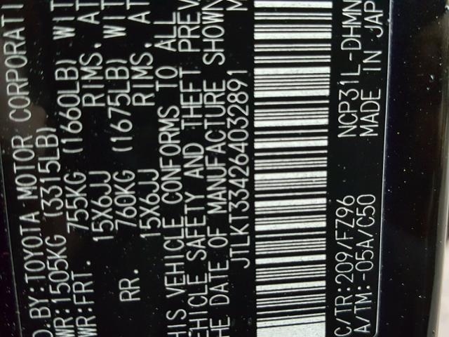 JTLKT334264032891 - 2006 TOYOTA SCION XB Schwarz Foto 10