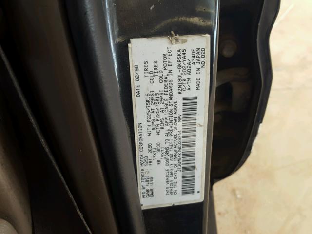 JT3GM84R7W0029244 - 1998 TOYOTA 4RUNNER BLACK photo 10