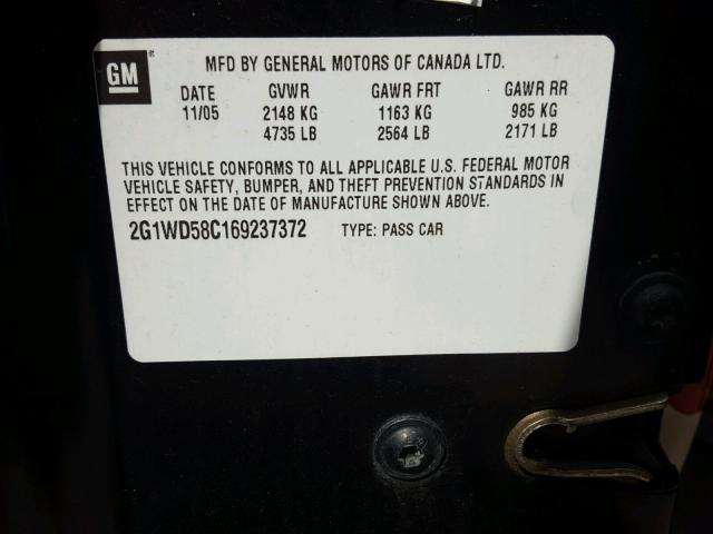 2G1WD58C169237372 - 2006 CHEVROLET IMPALA SUP 黑色 照片 10