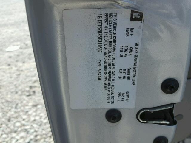 1G1ZT62825F311687 - 2005 CHEVROLET MALIBU MAX 银色 照片 10