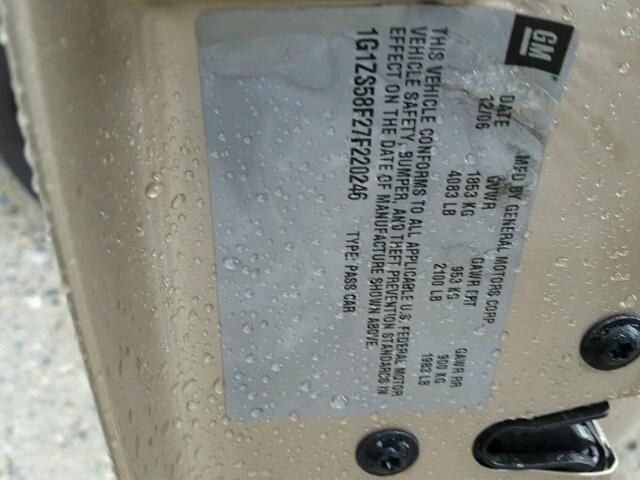 1G1ZS58F27F220246 - 2007 CHEVROLET MALIBU LS Qəhvəyi foto 10