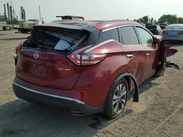 5N1AZ2MH3GN122513 - 2016 NISSAN MURANO S RED photo 4