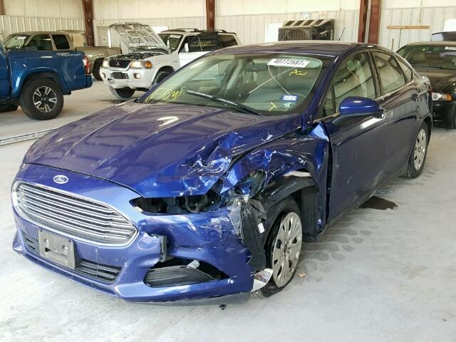 3FA6P0G76ER268086 - 2014 FORD FUSION S BLUE photo 2