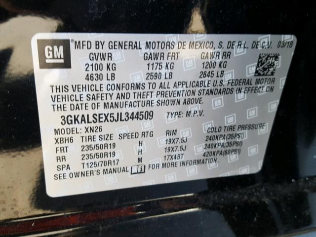 3GKALSEX5JL344509 - 2018 GMC TERRAIN DE BLACK photo 10