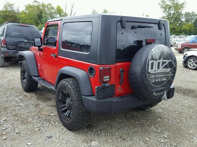 1J4FA24167L186653 - 2007 JEEP WRANGLER X RED photo 3