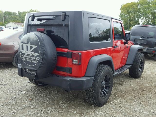 1J4FA24167L186653 - 2007 JEEP WRANGLER X RED photo 4