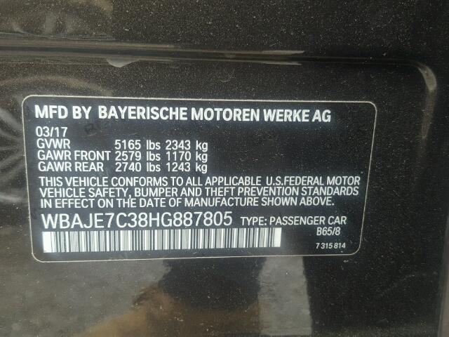 WBAJE7C38HG887805 - 2017 BMW 540 XI BLACK photo 10