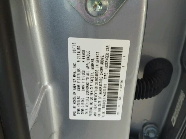 19UUB3F77HA000991 - 2017 ACURA TLX ADVANC Gümüş foto 10