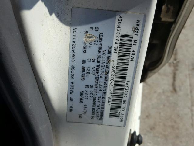 JM1BJ2217Y0220691 - 2000 MAZDA PROTEGE ES 白色 照片 10