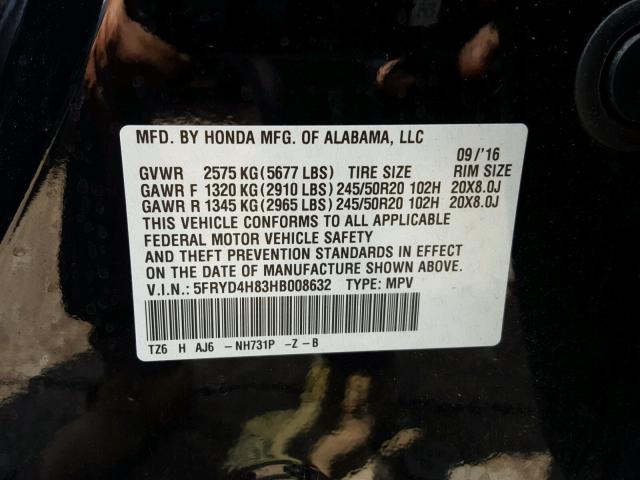 5FRYD4H83HB008632 - 2017 ACURA MDX ADVANC 黑色 照片 10