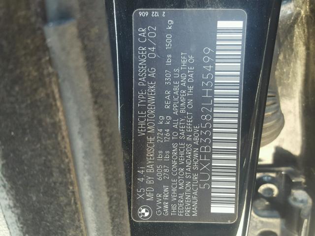 5UXFB33582LH35499 - 2002 BMW X5 4.4I BLACK photo 10