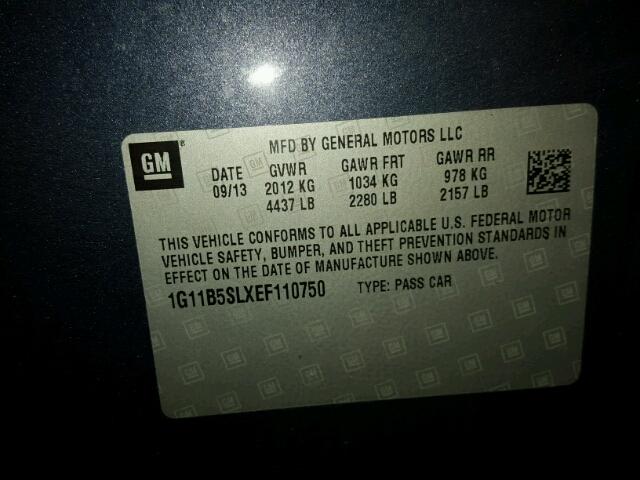 1G11B5SLXEF110750 - 2014 CHEVROLET MALIBU LS Mavi foto 10