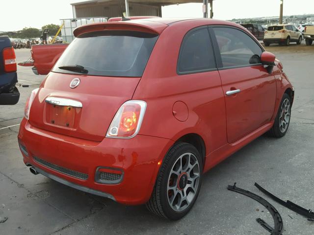 3C3CFFBR9CT127920 - 2012 FIAT 500 SPORT RED photo 4