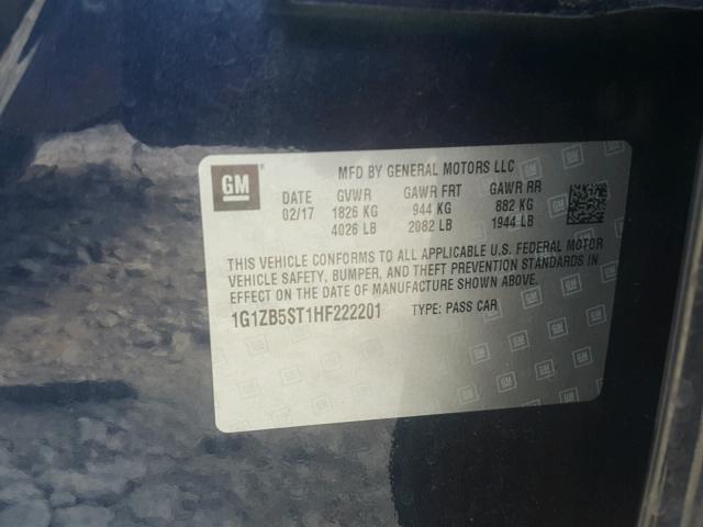 1G1ZB5ST1HF222201 - 2017 CHEVROLET MALIBU LS Mavi foto 10