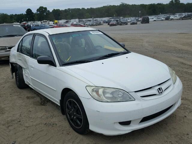 2HGES15535H519977 - 2005 HONDA CIVIC LX WHITE photo 1