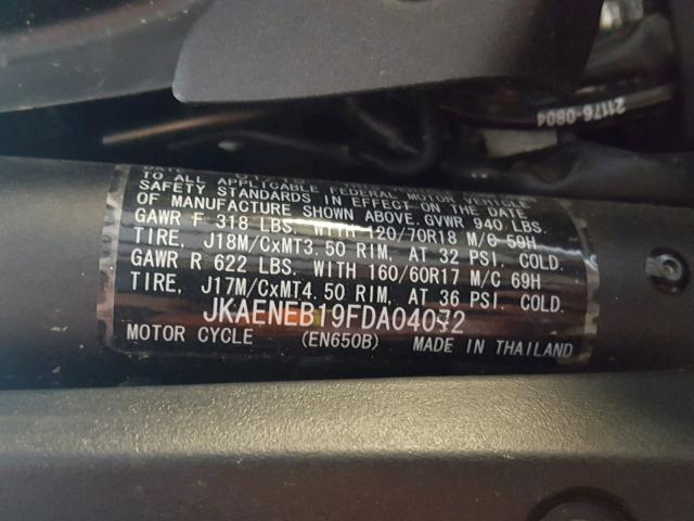 JKAENEB19FDA04072 - 2015 KAWASAKI EN650 B BLACK photo 10