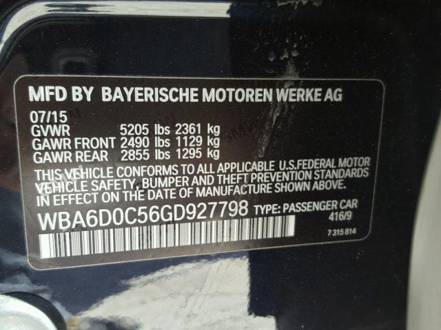 WBA6D0C56GD927798 - 2016 BMW 640 I BLACK photo 10