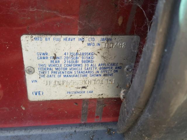 JF1SF6553XH701731 - 1999 SUBARU FORESTER S 红色 照片 10