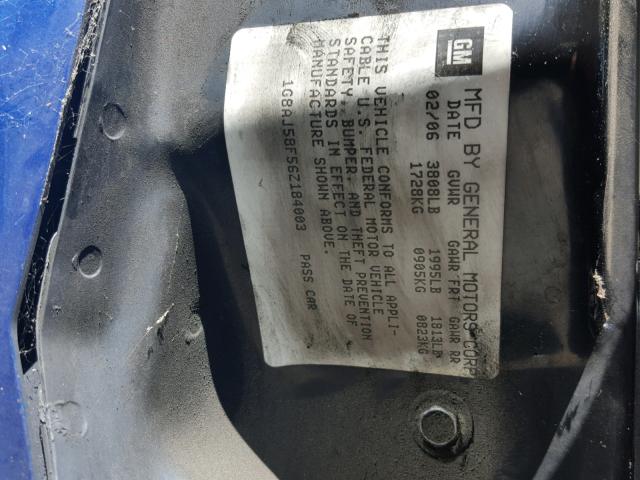 1G8AJ58F56Z184003 - 2006 SATURN ION LEVEL BLUE photo 10