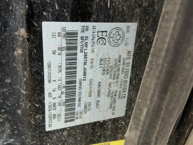 5LMFL28578LJ08812 - 2008 LINCOLN NAVIGATOR BLACK photo 10