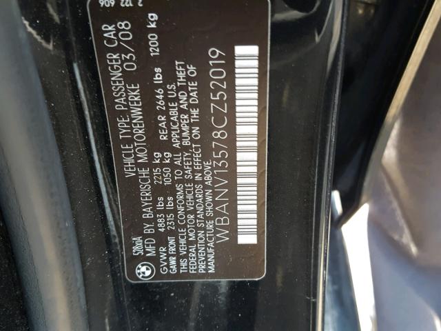 WBANV13578CZ52019 - 2008 BMW 528 XI BLACK photo 10