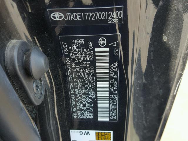 JTKDE177270212400 - 2007 TOYOTA SCION TC 黑色 照片 10
