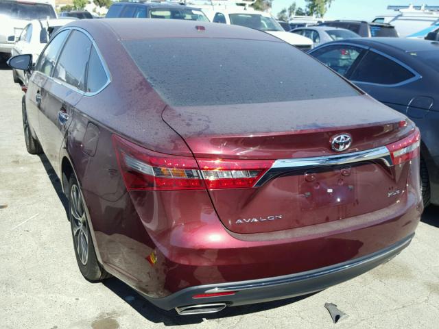4T1BK1EB8JU274846 - 2018 TOYOTA AVALON XLE BURGUNDY photo 3