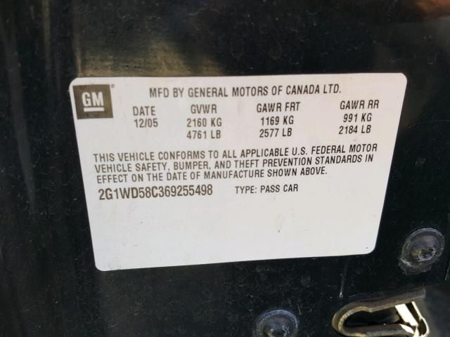 2G1WD58C369255498 - 2006 CHEVROLET IMPALA SUP 黑色 照片 10