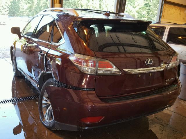 2T2BC1BA2FC002516 - 2015 LEXUS RX 450H BURGUNDY photo 3