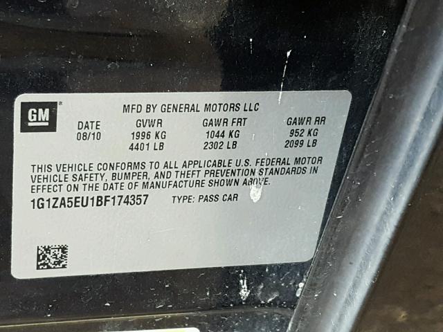 1G1ZA5EU1BF174357 - 2011 CHEVROLET MALIBU LS Qara foto 10