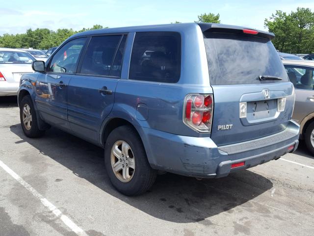 5FNYF28177B013236 - 2007 HONDA PILOT LX BLUE photo 3