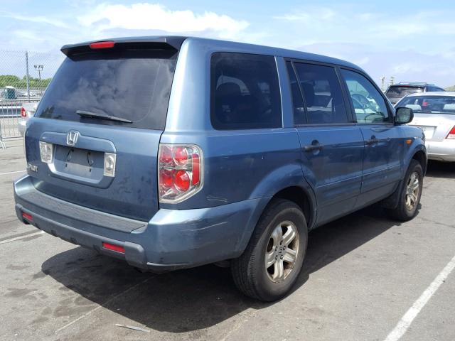 5FNYF28177B013236 - 2007 HONDA PILOT LX BLUE photo 4