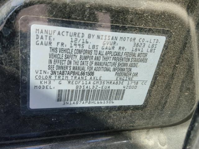 3N1AB7AP8HL661506 - 2017 NISSAN SENTRA S BLACK photo 12