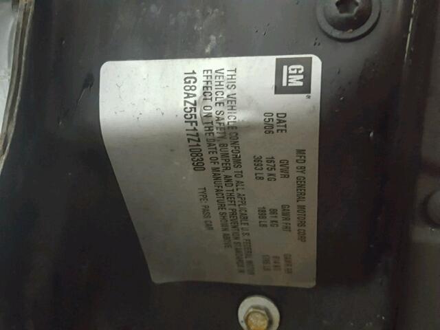 1G8AZ55F17Z108390 - 2007 SATURN ION LEVEL BLACK photo 10