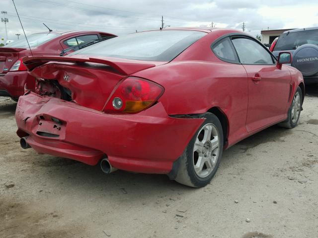 KMHHM65D63U072867 - 2003 HYUNDAI TIBURON RED photo 4