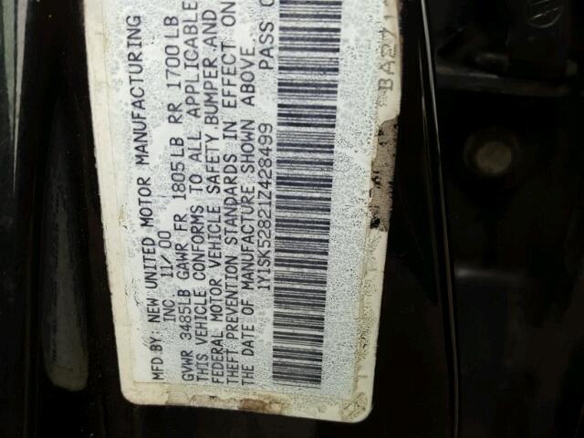 1Y1SK52821Z428499 - 2001 CHEVROLET GEO PRIZM 黑色 照片 10