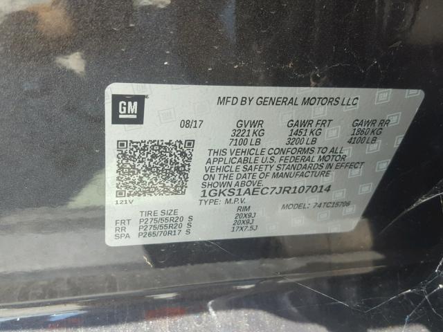 1GKS1AEC7JR107014 - 2018 GMC YUKON SLE BLACK photo 10