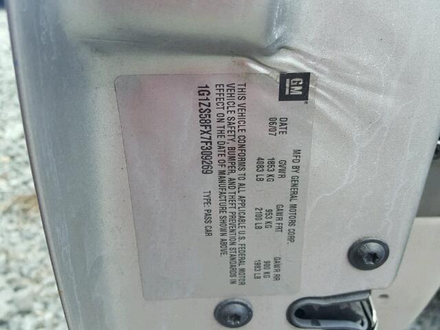 1G1ZS58FX7F309269 - 2007 CHEVROLET MALIBU LS 银色 照片 10