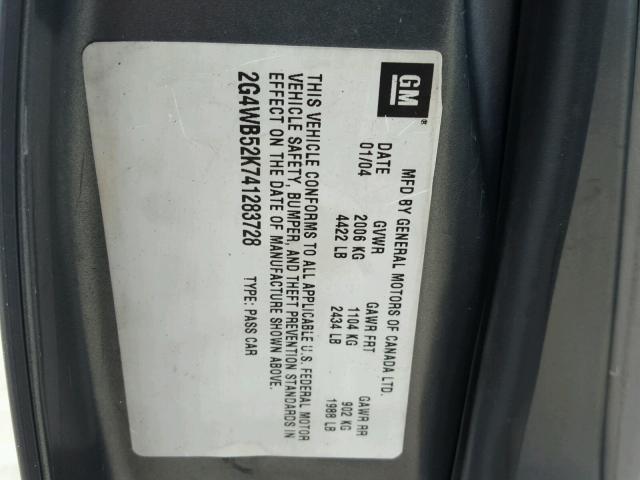 2G4WB52K741283728 - 2004 BUICK REGAL LS GREEN photo 10