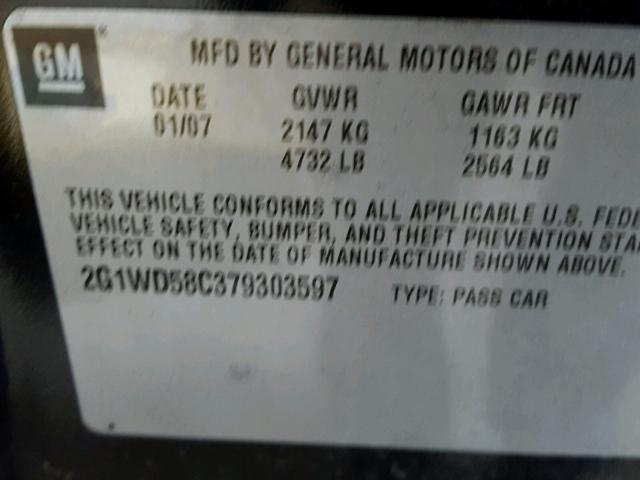 2G1WD58C379303597 - 2007 CHEVROLET IMPALA SUP 黑色 照片 10