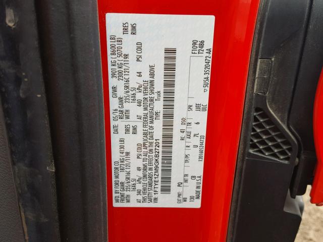 1FTYE1ZM9GKB27201 - 2016 FORD TRANSIT T- RED photo 10