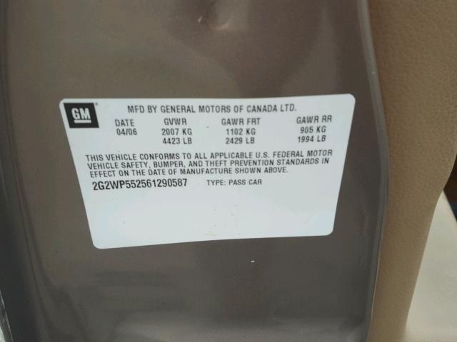 2G2WP552561290587 - 2006 PONTIAC GRAND PRIX TAN photo 10