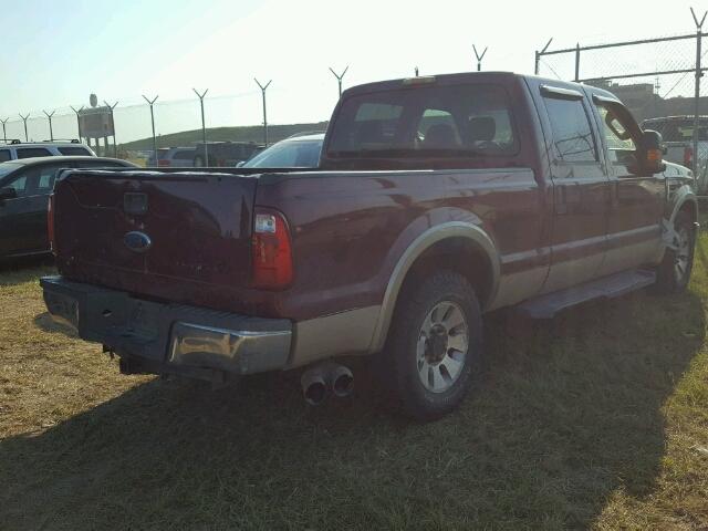 1FTSW20R68EA72045 - 2008 FORD F250 BURGUNDY photo 4