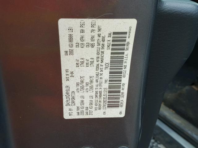 1D7KS28D35J511215 - 2005 DODGE RAM 2500 S GRAY photo 10