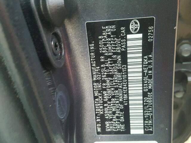 4T1BK1EB4EU101153 - 2014 TOYOTA AVALON BAS 灰色 照片 10