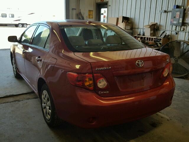 1NXBU4EE8AZ201109 - 2010 TOYOTA COROLLA RED photo 3